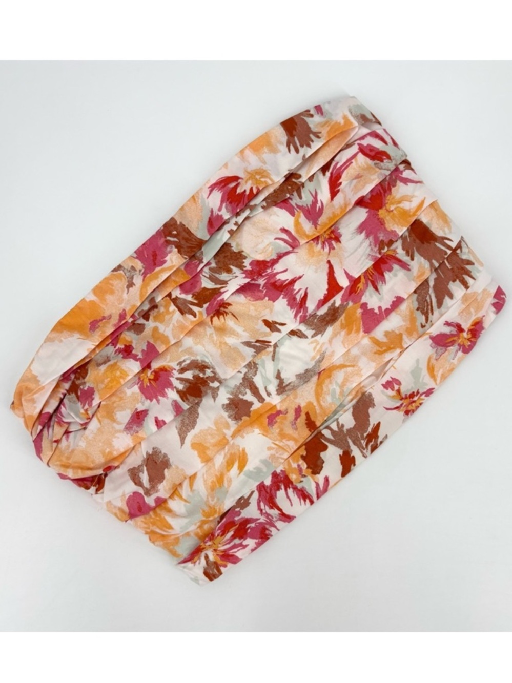 Abercrombie Floral Strapless Pleated Crop Top Tropical Tube Top Vacation Chic XL